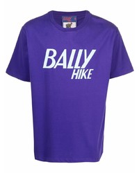 Мужская фиолетовая футболка с круглым вырезом с принтом от Bally