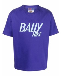 Мужская фиолетовая футболка с круглым вырезом с принтом от Bally