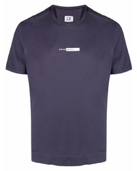 Мужская фиолетовая футболка с круглым вырезом с принтом от C.P. Company