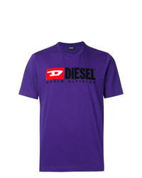 Мужская фиолетовая футболка с круглым вырезом с принтом от Diesel