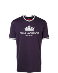 Мужская фиолетовая футболка с круглым вырезом с принтом от Dolce & Gabbana