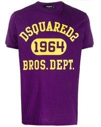 Мужская фиолетовая футболка с круглым вырезом с принтом от DSQUARED2
