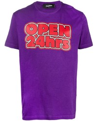 Мужская фиолетовая футболка с круглым вырезом с принтом от DSQUARED2