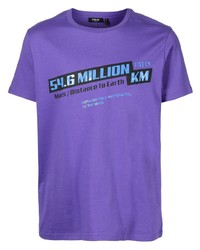 Мужская фиолетовая футболка с круглым вырезом с принтом от FIVE CM