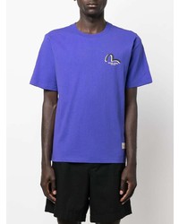 Мужская фиолетовая футболка с круглым вырезом с принтом от Evisu