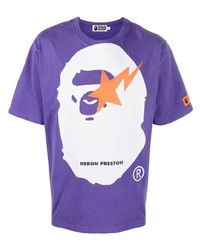 Мужская фиолетовая футболка с круглым вырезом с принтом от Heron Preston