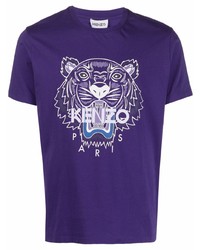 Мужская фиолетовая футболка с круглым вырезом с принтом от Kenzo