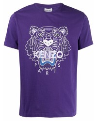 Мужская фиолетовая футболка с круглым вырезом с принтом от Kenzo