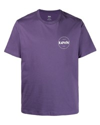 Мужская фиолетовая футболка с круглым вырезом с принтом от Levi's