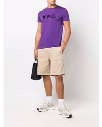 Мужская фиолетовая футболка с круглым вырезом с принтом от A.P.C.