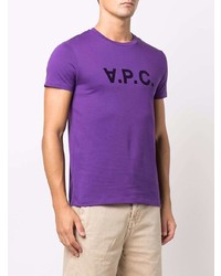 Мужская фиолетовая футболка с круглым вырезом с принтом от A.P.C.
