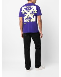 Мужская фиолетовая футболка с круглым вырезом с принтом от Off-White