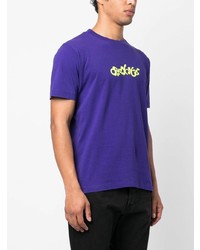 Мужская фиолетовая футболка с круглым вырезом с принтом от Off-White