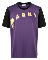 Мужская фиолетовая футболка с круглым вырезом с принтом от Marni
