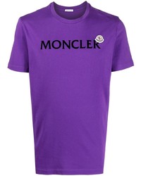 Мужская фиолетовая футболка с круглым вырезом с принтом от Moncler