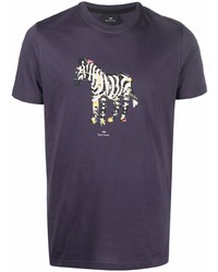 Мужская фиолетовая футболка с круглым вырезом с принтом от Paul Smith