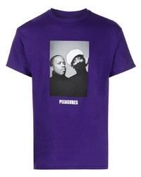 Мужская фиолетовая футболка с круглым вырезом с принтом от Pleasures
