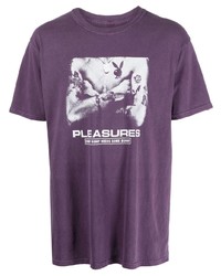Мужская фиолетовая футболка с круглым вырезом с принтом от Pleasures
