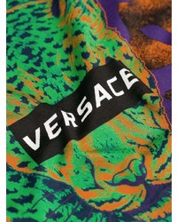 Мужская фиолетовая футболка с круглым вырезом с принтом от Versace