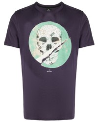 Мужская фиолетовая футболка с круглым вырезом с принтом от PS Paul Smith