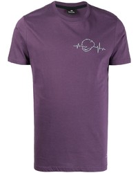 Мужская фиолетовая футболка с круглым вырезом с принтом от PS Paul Smith