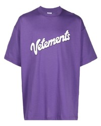 Мужская фиолетовая футболка с круглым вырезом с принтом от Vetements