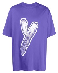 Мужская фиолетовая футболка с круглым вырезом с принтом от Y-3