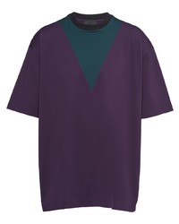 Фиолетовая футболка с круглым вырезом с узором зигзаг