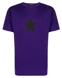 Фиолетовая футболка с круглым вырезом со звездами