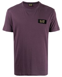 Мужская фиолетовая футболка с круглым вырезом от Ea7 Emporio Armani