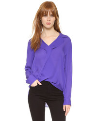 Фиолетовая шелковая блузка