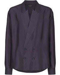 Мужская фиолетовая шелковая рубашка с длинным рукавом от Dolce & Gabbana