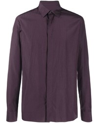 Мужская фиолетовая шелковая рубашка с длинным рукавом от Ermenegildo Zegna