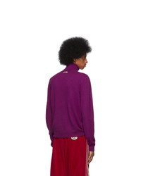 Мужская фиолетовая шерстяная вязаная водолазка от Gucci