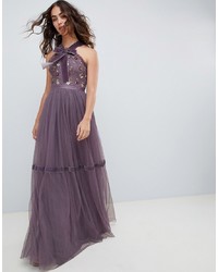 Фиолетовое вечернее платье с вышивкой от Needle & Thread