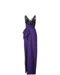 Фиолетовое вечернее платье с цветочным принтом от Marchesa Notte