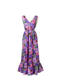 Фиолетовое вечернее платье с цветочным принтом от MSGM