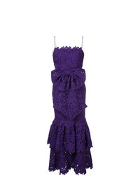 Фиолетовое кружевное вечернее платье с рюшами от Bambah