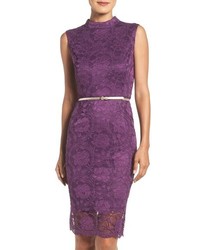 Фиолетовое кружевное платье-миди