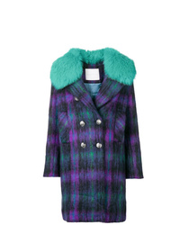 Фиолетовое пальто в клетку