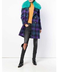 Женское фиолетовое пальто в клетку от Giada Benincasa