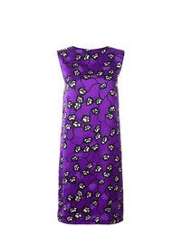 Фиолетовое платье прямого кроя с цветочным принтом