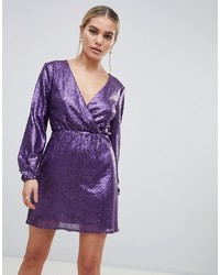 Фиолетовое платье с пышной юбкой с пайетками от Outrageous Fortune