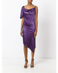 Фиолетовое сатиновое платье-футляр от Area