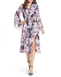 Фиолетовое шелковое платье-миди