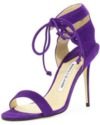 Фиолетовые босоножки на каблуке