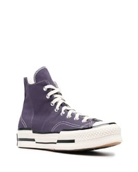 Мужские фиолетовые высокие кеды из плотной ткани от Converse