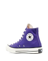 Мужские фиолетовые высокие кеды от Converse