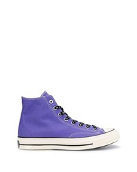 Мужские фиолетовые высокие кеды от Converse