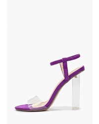 Фиолетовые замшевые босоножки на каблуке от Bellamica